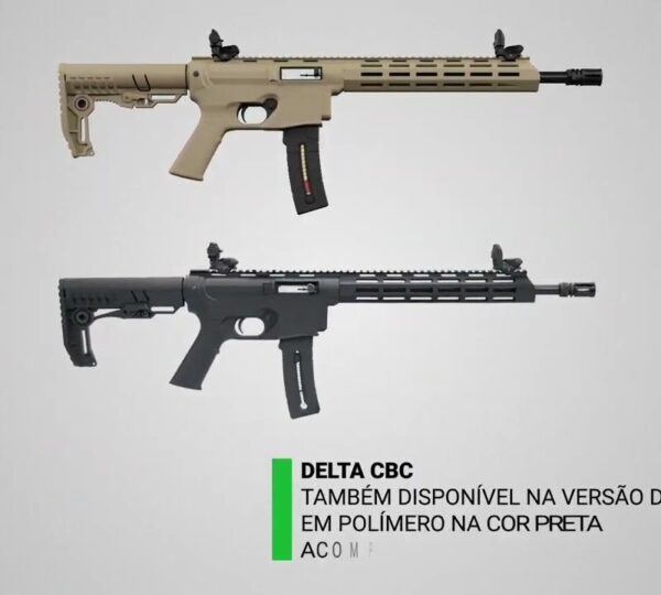 Rifle CBC Delta Semiautomático Calibre .22LR Oxidado Coronha Retrátil Tan